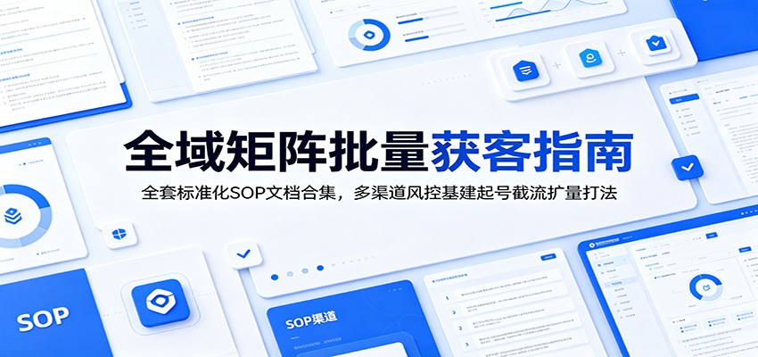 全域矩阵批量获客指南：全套标准化SOP文档合集，多渠道风控基建起号截流扩量打法-极客网创