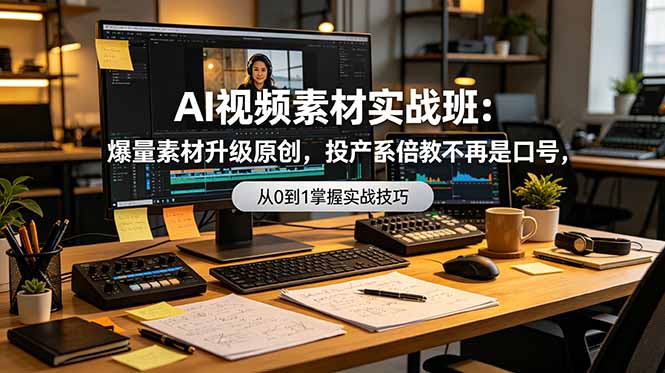 AI视频素材实战班：爆量素材升级原创，投产翻倍不再是口号，0-1系统教学实战落地-极客网创