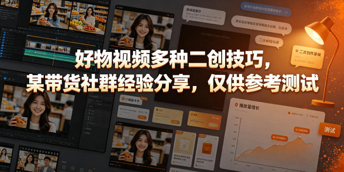 好物视频多种二创技巧，某带货社群经验分享，仅供参考测试-极客网创