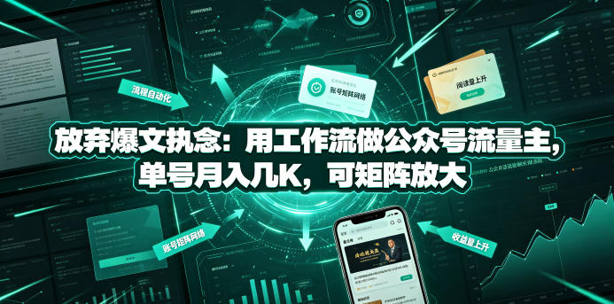 放弃爆文执念：用工作流做公众号流量主，单号月入几K，可矩阵放大-极客网创
