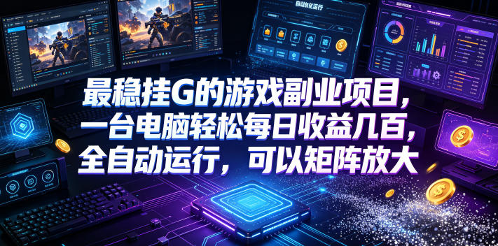 最稳挂G的游戏副业项目，一台电脑轻松每日收益几百，全自动运行，可以矩阵放大【揭秘】-极客网创