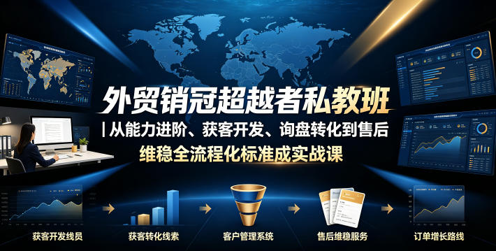 外贸销冠超越者私教班｜从能力进阶、获客开发、询盘转化到售后维稳全流程标准化成交实战课-极客网创