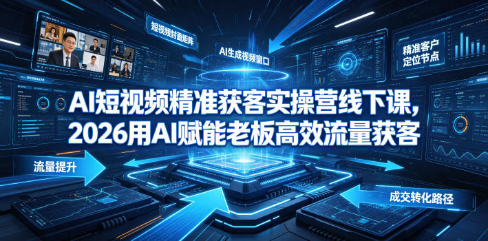 AI短视频精准获客实操营6月10-14号线下课，2026用AI赋能老板高效流量获客-极客网创