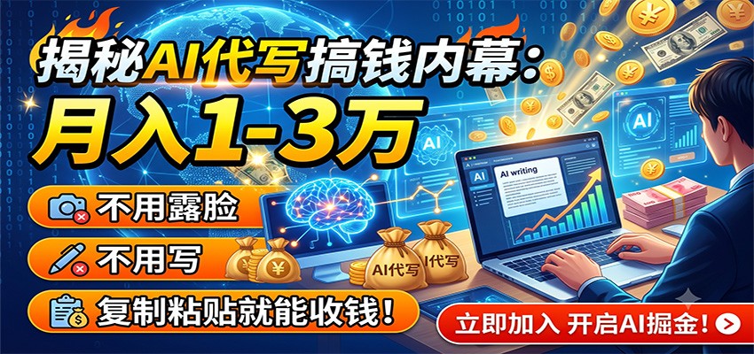揭秘AI代写搞钱内幕：月入1-3万，不用露脸不用写，复制粘贴就能收钱！-极客网创