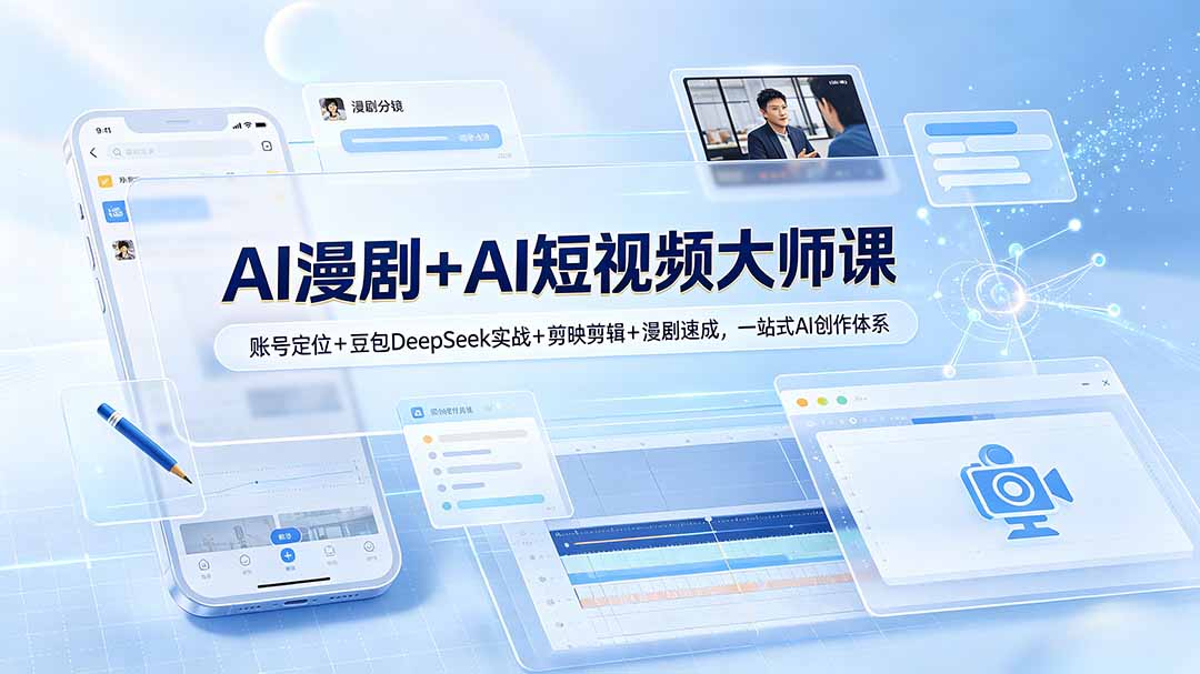 AI漫剧+AI短视频大师课:账号定位+豆包DeepSeek实战+剪映剪辑+漫剧速成,一站式AI创作体系-极客网创