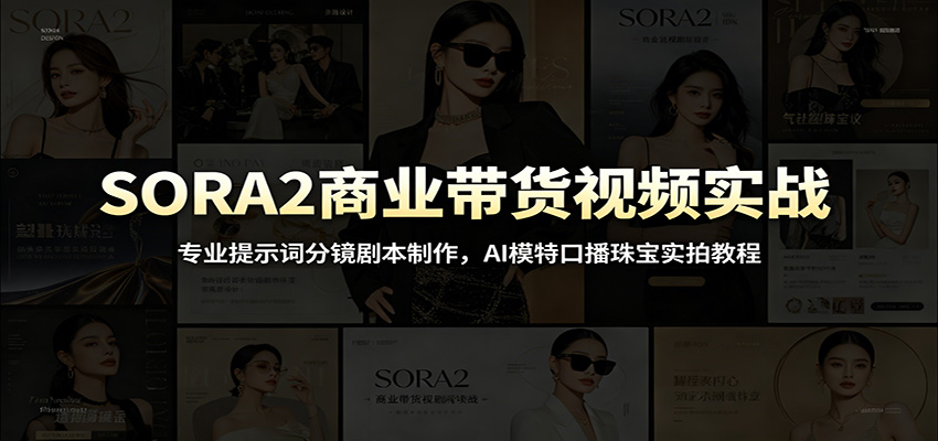 SORA2商业带货视频实战：专业提示词分镜剧本制作，AI模特口播珠宝实拍教程-极客网创