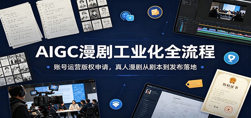 AIGC漫剧工业化全流程：账号运营版权申请，真人漫剧从剧本到发布落地-极客网创