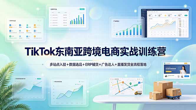 TikTok东南亚跨境电商实战训练营：多站点入驻+数据选品+ERP铺货+广告达人+直播发货全流程落地-极客网创