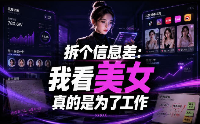 【理直气壮】我给看美女找了一个非常恰当的理由,信息差项目-极客网创