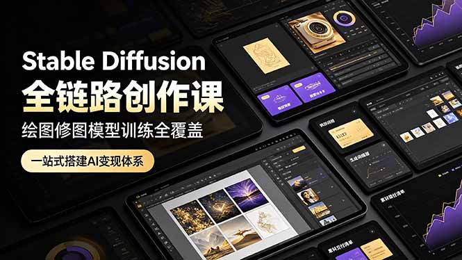 Stable Diffusion全链路创作课,绘图修图模型训练全覆盖,一站式搭建AI变现体系-极客网创