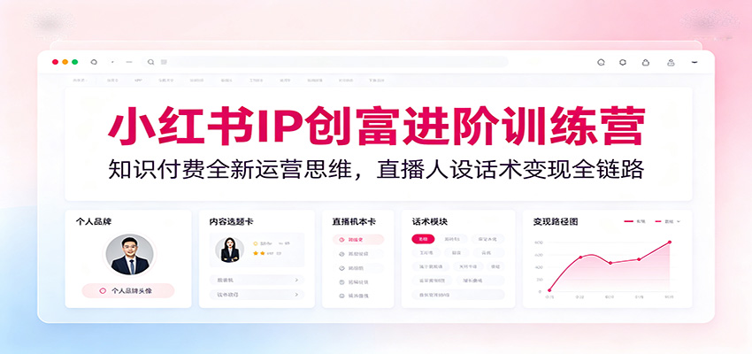 小红书IP创富进阶训练营：知识付费全新运营思维，直播人设话术变现全链路-极客网创