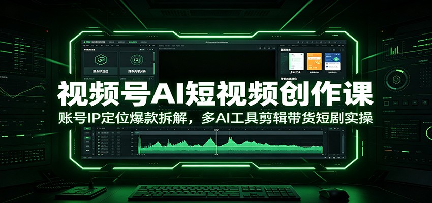 视频号AI短视频创作课:账号IP定位爆款拆解,多AI工具剪辑带货短剧实操-极客网创