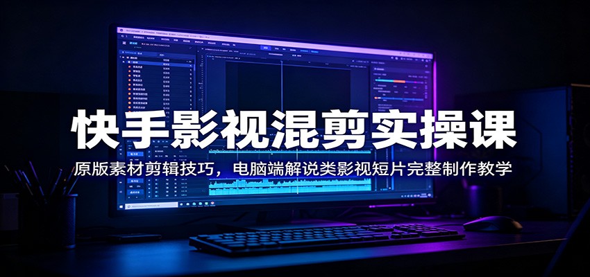 快手影视混剪实操课：原版素材剪辑技巧，电脑端解说类影视短片完整制作教学-极客网创
