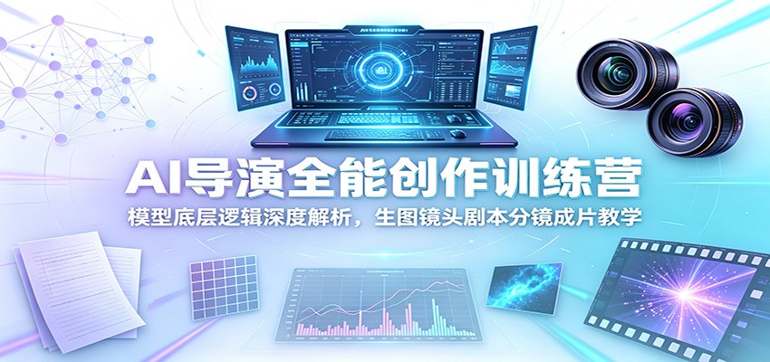 AI导演全能创作训练营:模型底层逻辑深度解析,生图镜头剧本分镜成片教学-极客网创