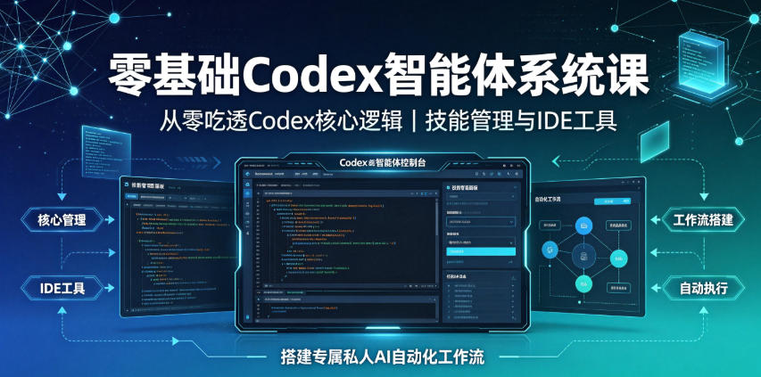 零基础Codex智能体系统课｜从零吃透Codex核心逻辑、技能管理与IDE工具，搭建专属私人AI自动化工作流-极客网创