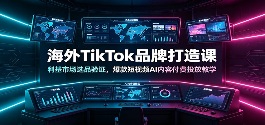 海外TikTok品牌打造课：利基市场选品验证，爆款短视频AI内容付费投放教学-极客网创