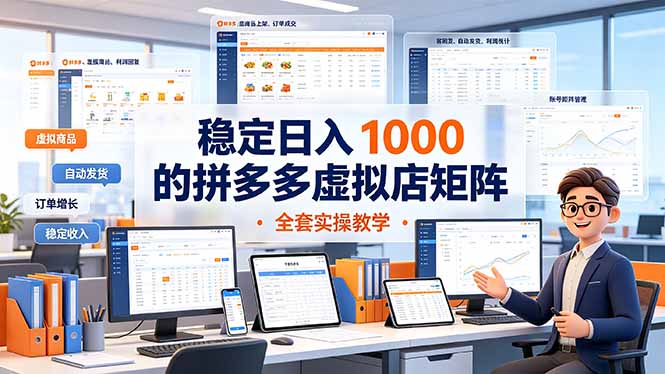 稳定日入 1000 的拼多多虚拟店矩阵,全套实操教学-极客网创