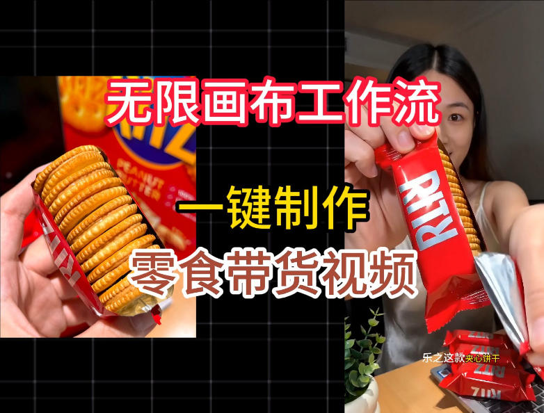 无限画布工作流一键制作零食带货视频,操作简单实操教学-极客网创