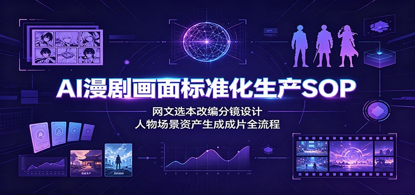 AI漫剧画面标准化生产SOP：网文选本改编分镜设计，人物场景资产生成成片全流程-极客网创