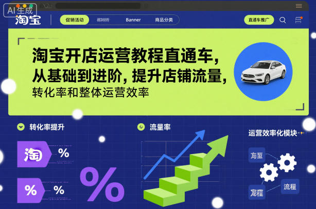 淘宝开店运营教程直通车，从基础到进阶，提升店铺流量，转化率和整体运营效率(更新26年07月11日)-极客网创