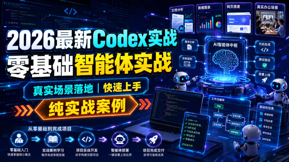 2026最新Codex实战零基础智能体实战，真实场景落地，快速上手，纯实战案例-极客网创