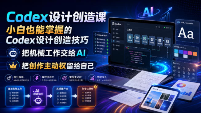 Codex设计创造课,小白也能掌握的Codex设计创造技巧,把机械工作交给AI,把创作主动权留给自己-极客网创