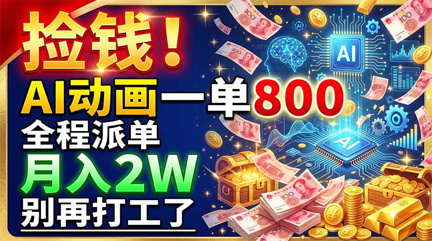 捡钱！AI动画一单800，全程派单，月入2W，别再打工了-极客网创