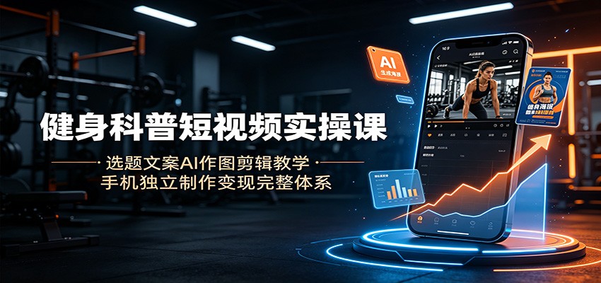 健身科普短视频实操课：选题文案AI作图剪辑教学，手机独立制作变现完整体系-极客网创