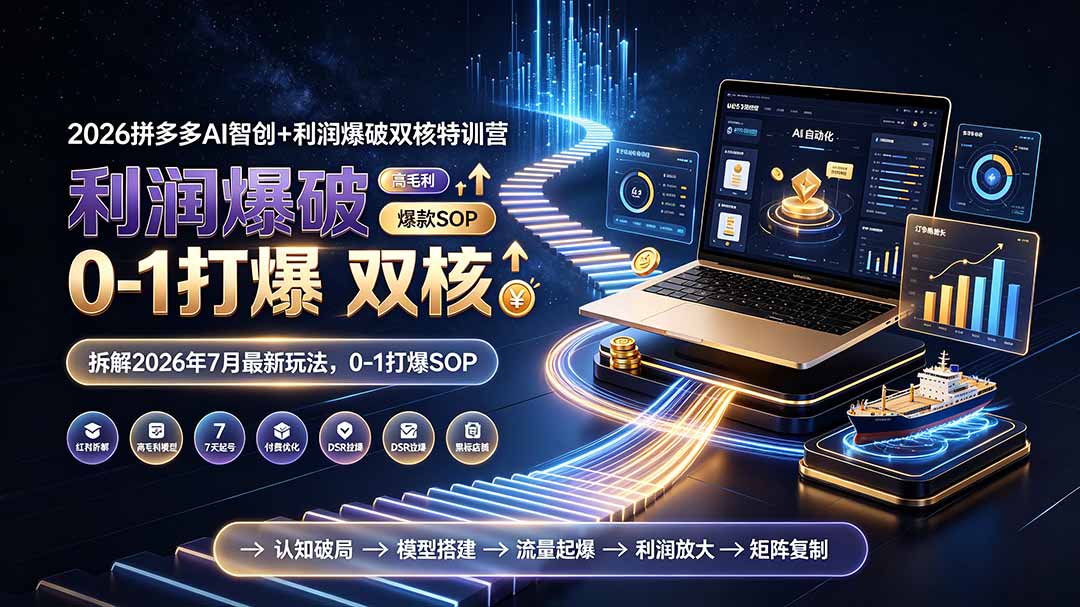 2026拼多多AI智创+利润爆破双核特训营-更新:拆解2026年7月最新玩法,0-1打爆SOP-极客网创