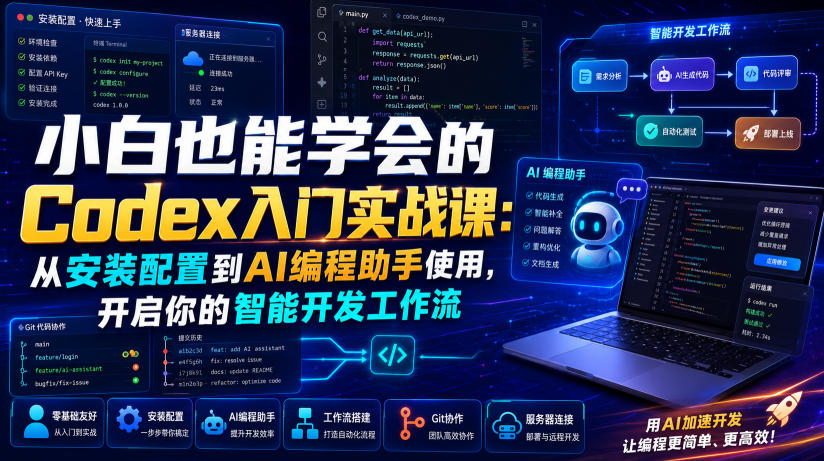小白也能学会的Codex入门实战课:从安装配置到AI编程助手使用,开启你的智能开发工作流-极客网创