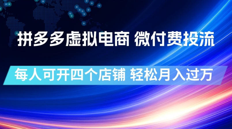 拼多多虚拟电商,微付费投流玩法,每人可开四个店,轻松月入过1W【揭秘】-极客网创
