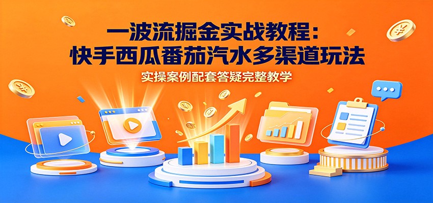 一波流掘金实战教程:快手西瓜番茄汽水多渠道玩法,实操案例配套答疑完整教学-极客网创