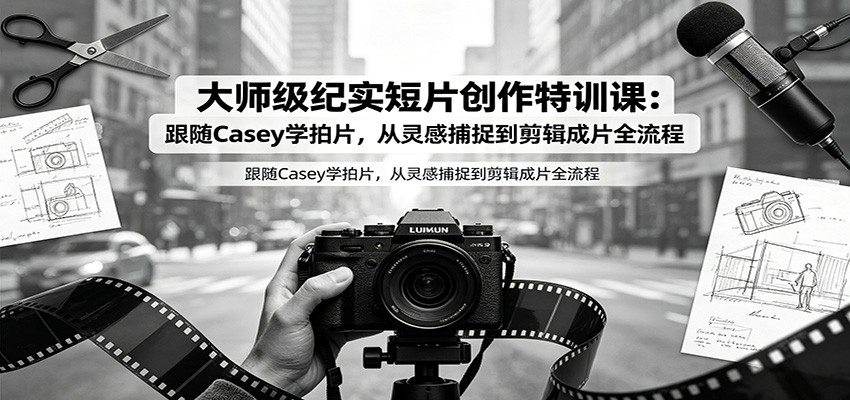 大师级纪实短片创作特训课：跟随Casey学拍片，从灵感捕捉到剪辑成片全流程-极客网创
