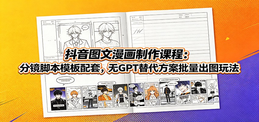 抖音图文漫画制作课程：分镜脚本模板配套，无GPT替代方案批量出图玩法-极客网创