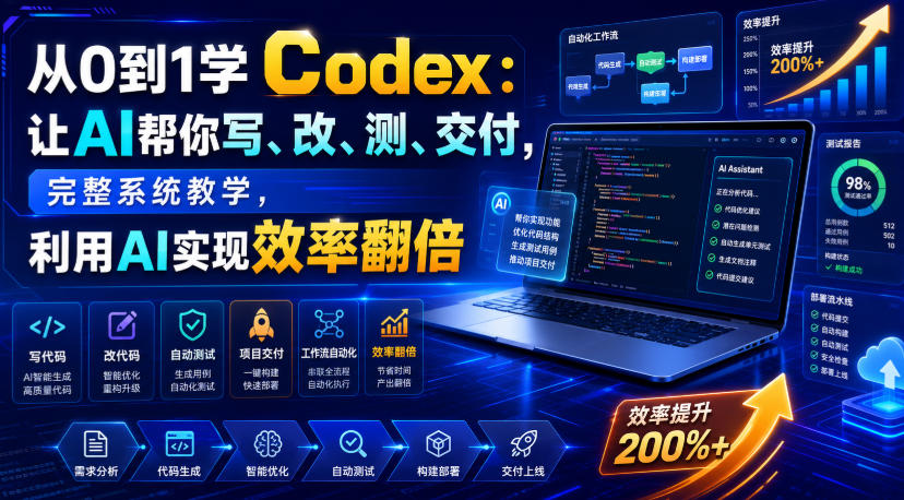 从0到1学Codex:让AI帮你写、改、测、交付,完整系统教学,利用AI实现效率翻倍
