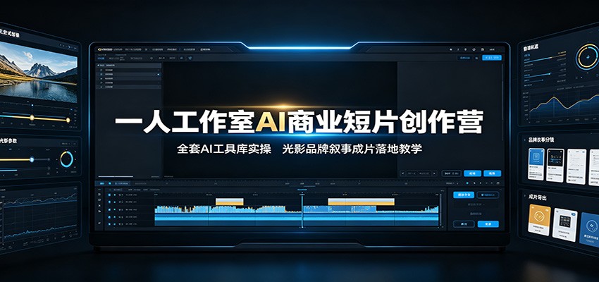一人工作室AI商业短片创作营：全套AI工具库实操，光影品牌叙事成片落地教学-极客网创