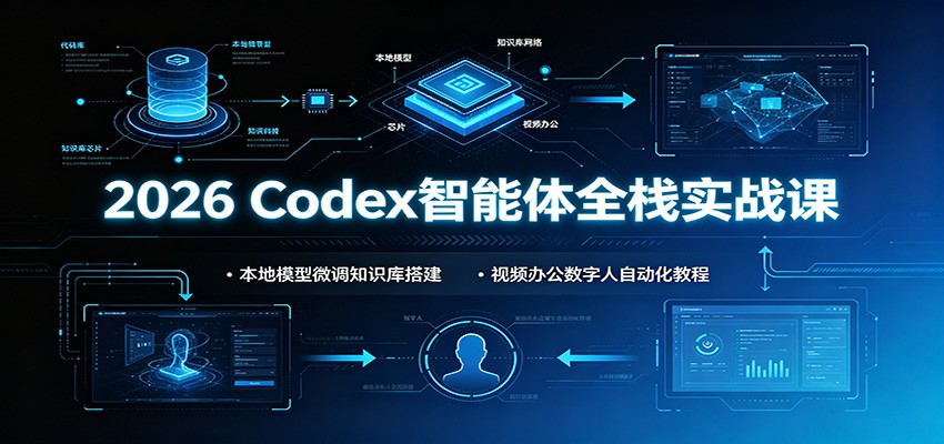 2026 Codex智能体全栈实战课:本地模型微调知识库搭建,视频办公数字人自动化教程-极客网创