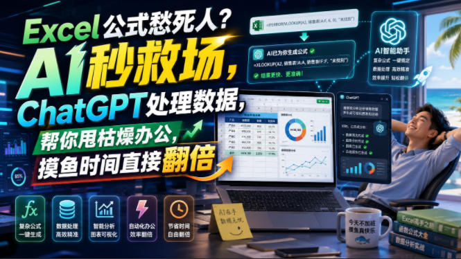 Excel公式愁死人?AI秒救场,ChatGPT处理数据,帮你甩枯燥办公,摸鱼时间直接翻倍【原创双语字幕】-极客网创