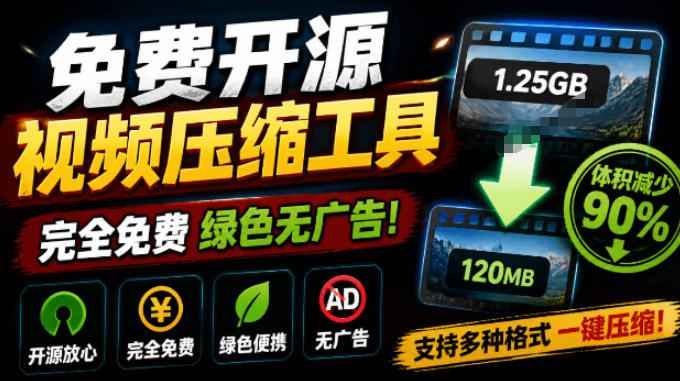 Github开源视频压缩瘦身工具,轻松压缩90%,并保持画质清晰,完全免费绿色无广告!VideoSlim-极客网创