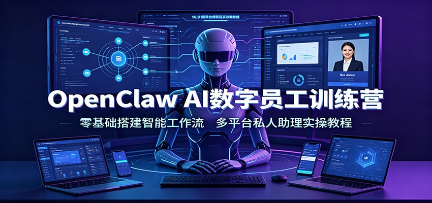 OpenClaw AI数字员工训练营:零基础搭建智能工作流,多平台私人助理实操教程-极客网创