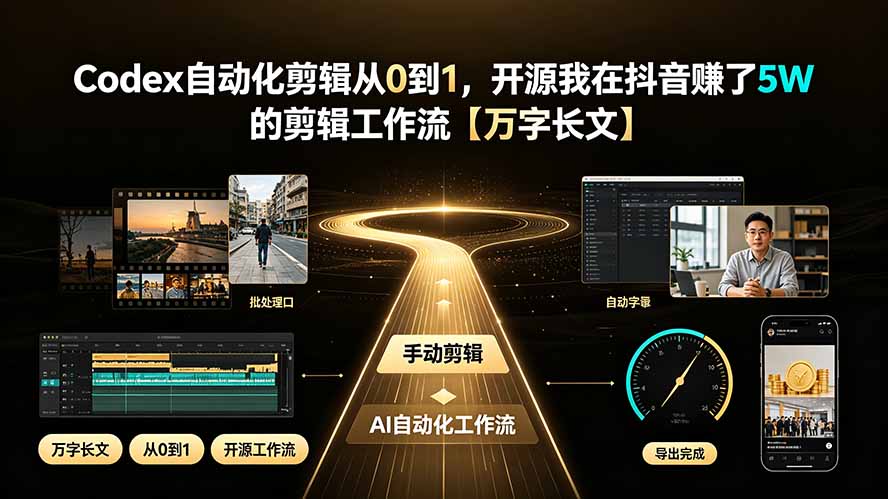 Codex自动化剪辑从0到1,开源我在抖音赚了5W 的剪辑工作流【万字长文】-极客网创