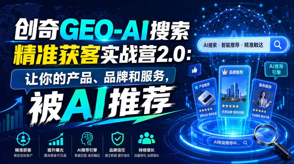 创奇GEO-AI搜索精准获客实战营2.0:让你的产品、品牌和服务,被AI推荐