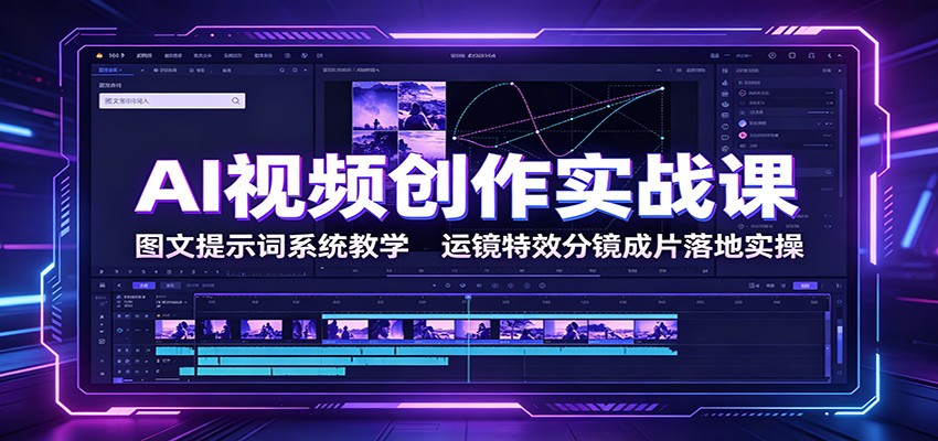 AI视频创作实战课:图文提示词系统教学,运镜特效分镜成片落地实操-极客网创