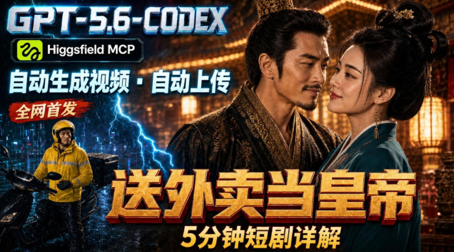GPT-5.6 Codex+Higgsfield MCP:一条指令生成5分钟短剧并自动上传YouTube(油管)-极客网创