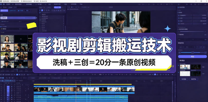 影视剧剪辑搬运技术,洗稿+三创=20分一条原创视频-极客网创