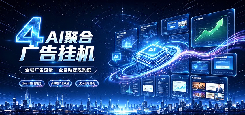 全域广告流量聚合,AI无人挂机稳赚佣金,打造长期稳定被动收入副业-极客网创