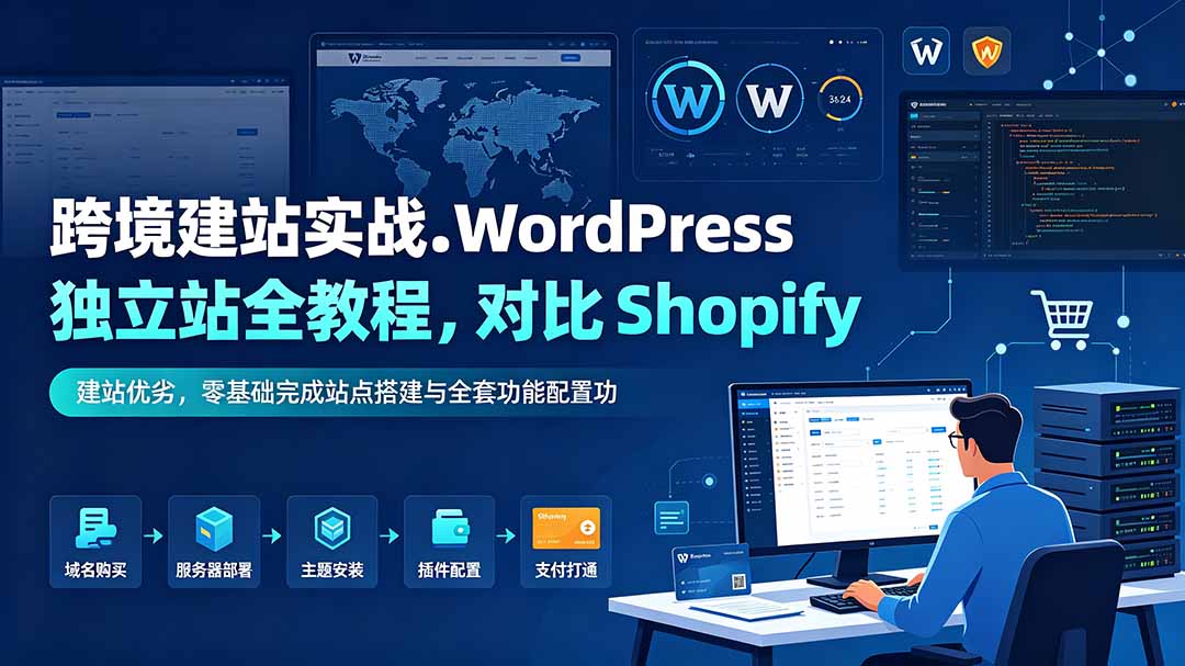 跨境建站实战:WordPress 独立站全教程,对比 Shopify 建站优劣,零基础完成站点搭建与全套功能配置-极客网创