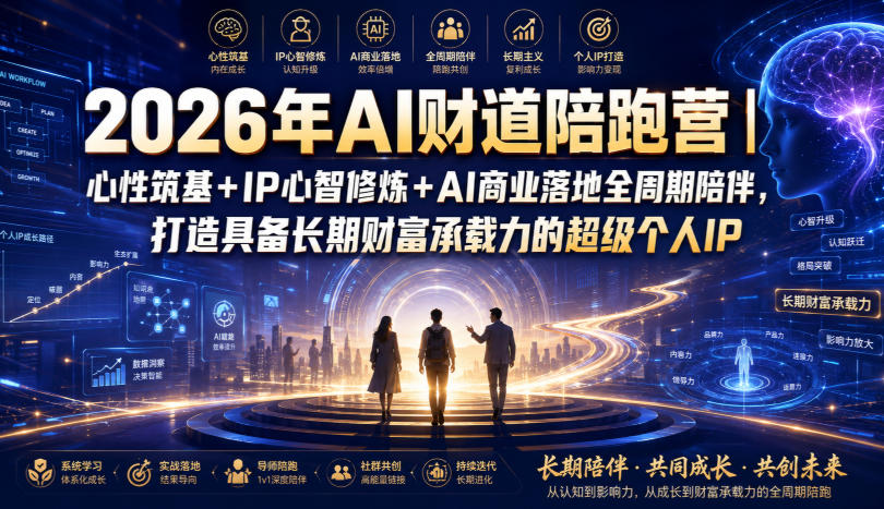 2026年AI财道陪跑营|心性筑基+IP心智修炼+AI商业落地全周期陪伴,打造具备长期财富承载力的超级个人IP-极客网创