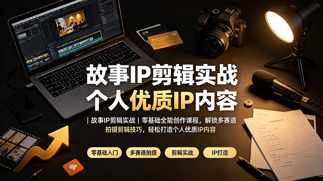故事IP剪辑实战｜零基础全能创作课程，解锁多赛道拍摄剪辑技巧，轻松打造个人优质IP内容-极客网创