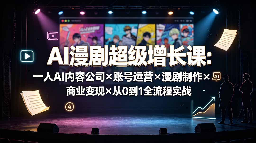 AI漫剧超级增长课：一人AI内容公司×账号运营×漫剧制作×商业变现×从0到1全流程实战-极客网创